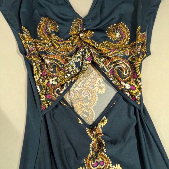 Bailey Blue Sz M Maxi Blue Bohemian Dress With Open Back - Picture 3 of 6